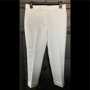 Ann Taylor White Cotton Crop Work Pants- Curvy Fit